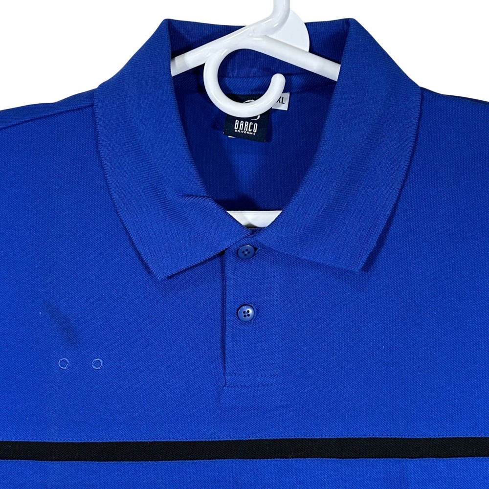 Barco Uniforms Mens XL‎ Blue Black Chest Stripe Polo Shirt New Fish Beer Logo